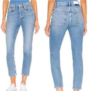 Re/Done Blue 90s High Rise Ankle Crop Jeans